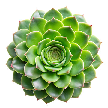A green spiral succulent cactus. Green succulent cactus flower tropical plant top view   isolated  on white background,PNG. AI GENERATED.