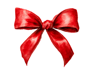 watercolor red bow elegant decorative illustration