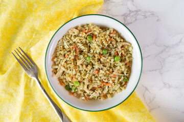 Delicious Keto Chicken Fried Rice with Cheerful Background