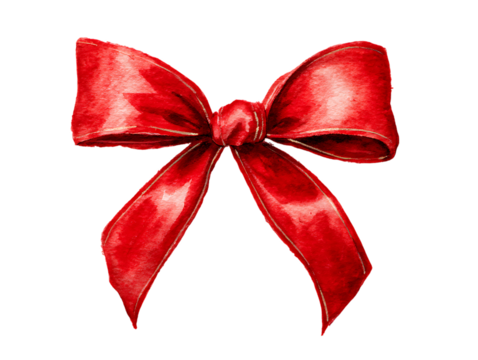 watercolor red bow elegant decorative illustration