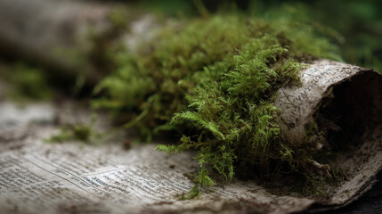 Old newspaper moss decay vintage history