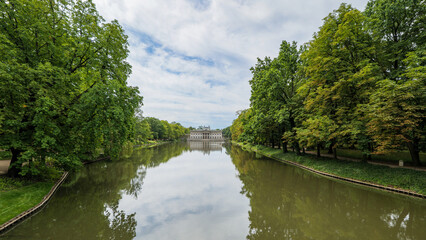 The Royal Łazienki Park in Warsaw. The Palace on the Isle. The Baroque Garden Pavilion. The Classicist Palace. The Łazienki Ponds. Beautiful Architecture. Poland