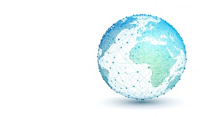 Globe graphic with blue gradient effect isolated on white background