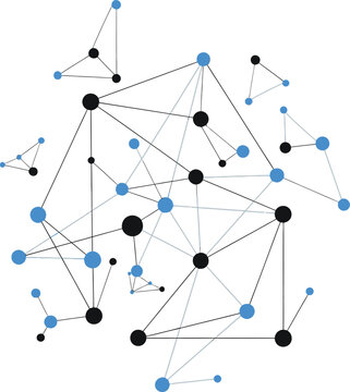 Abstract network of interconnected nodes and lines representing digital connections and data flow