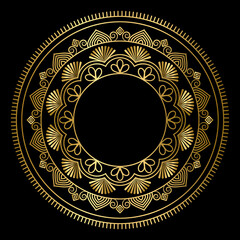 Elegant Golden Mandala Ornament on Black Background – Luxury Decorative Circular Design