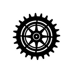 Obraz premium Gear wheel with spokes and cogged edges on transparent background silhouette