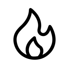 Simple black and white drawing of a flame