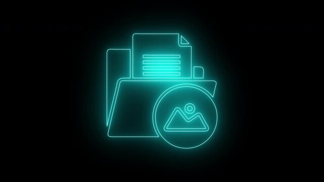 file JPG icon animation with neon lines on blue colors. 4K animation on alpha chanel