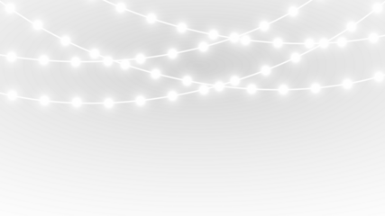 png golden Christmas garland with bright glowing string lights
