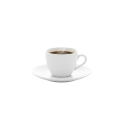 Obraz premium White Espresso Cup of Black Coffee with Steam Isolated on Pure White Background