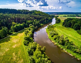 River winding through green landscape