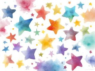 watercolor stars sparkling colorful night sky