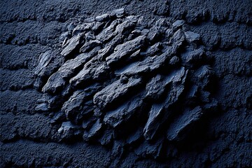 Rough dark stones are embedded in a surface with subtle texture