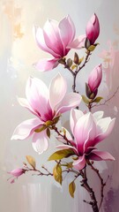 Obraz premium Oil painting magnolia flowers