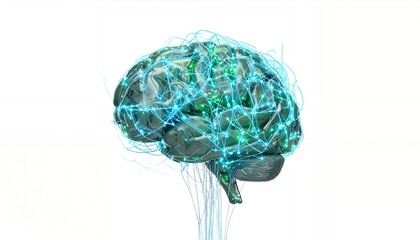 Illustration of a brain symbol depicting intelligence thought processes and cognitive function