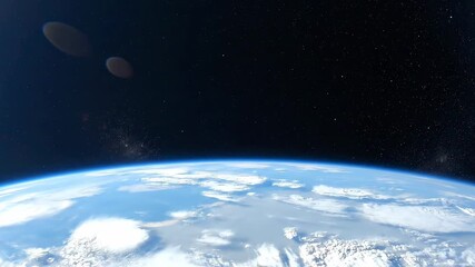 Planet Earth viewed from outer space with celestial bodies