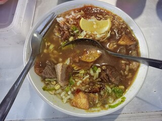 Indonesian Traditional Beef Soto Soup Served with Rice