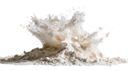 White powder explosion splash isolated on transparent background