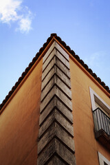 Old brick building facade in Europe