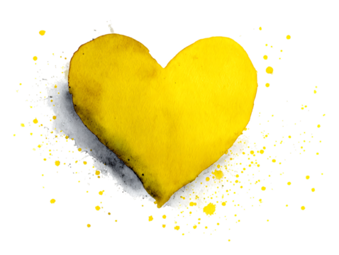 watercolor yellow heart hand painted illustration