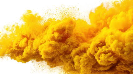 Abstract yellow cloud of smoke isolated on transparent background