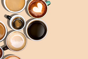 Aerial view of various coffee