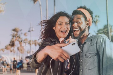 Cool couple taking a selfie