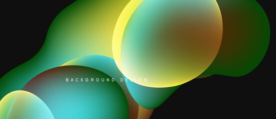 Abstract fluid shapes, vibrant colors blend. Dynamic composition creates modern background design. Smooth gradients, flowing forms present visual harmony.