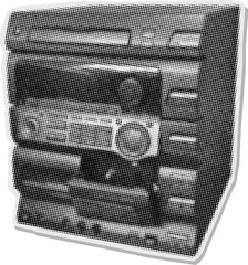 halftone retro radio collage