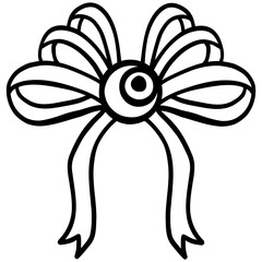 halloween bow with an eye design in the center. in doodle line style