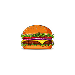 Burger icon flat vector design.