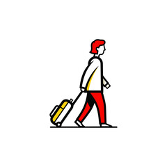 Passenger Pulling Rolling Bag icon flat vector design.