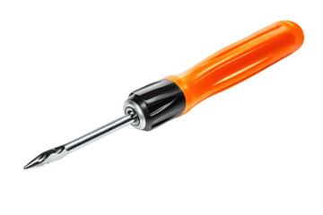 Screwdriver with red handle isolated on transparent background. Screwdriver isolated on white background.