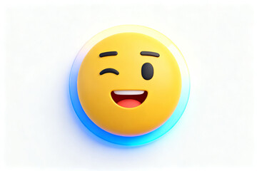 Fototapeta premium Smiling emoji with winking eye
