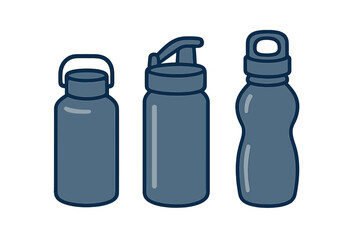Set of eco-friendly reusable drink containers and sports hydration bottles