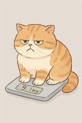 A cat is sitting on the scales