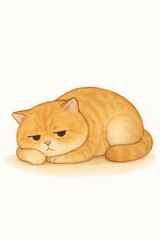 A cat is laying down on the floor