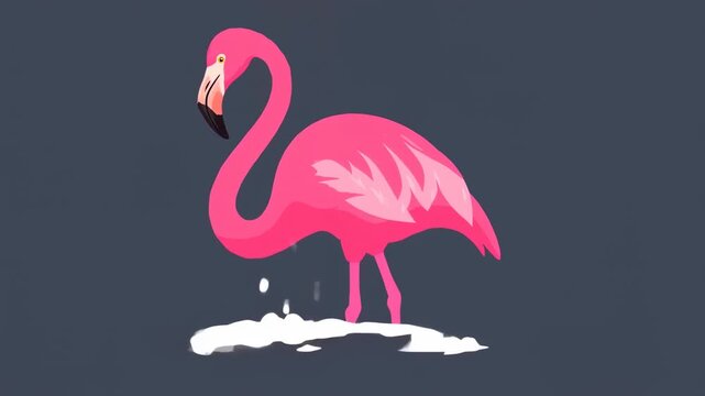 Pink flamingo on dark background