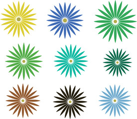 Collection of Colorful Geometric Floral Patterns on White Background Abstract Flower Designs for Creative Projects