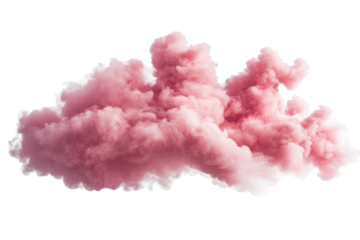 Abstract pink cloud of smoke or ink isolated on transparent background. Pink cloud isolated on white background.