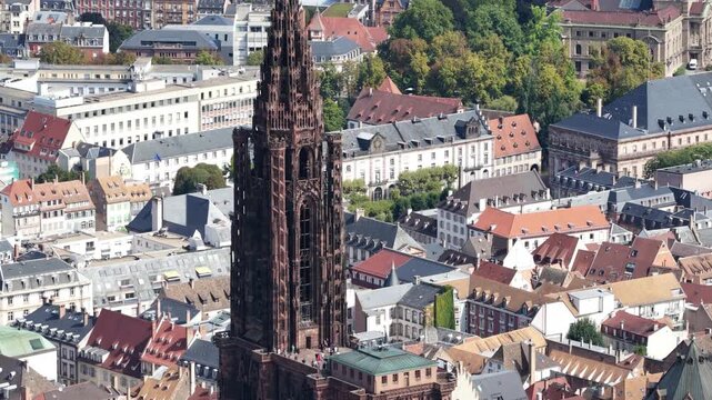 Strasbourg Cathedral, Strassburger Munster, France, historic building in the city center.