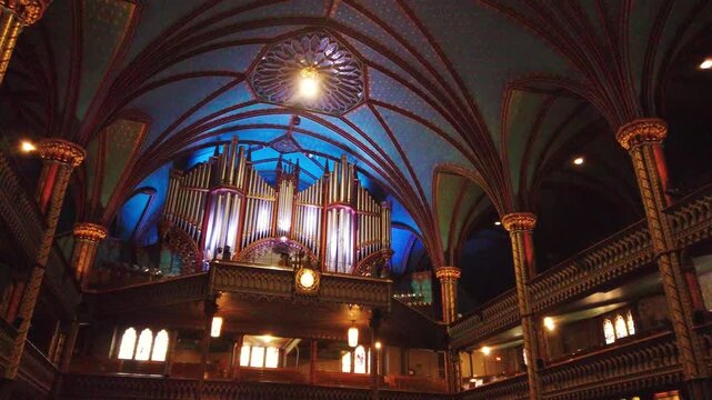 Interior and organ of Saint Joseph's Oratory of Mount Royal. It is Roman Catholic minor basilica located on Mount Royal's Westmount Summit in Montreal, Quebec, Canada.