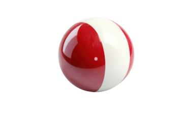 Red and white snooker ball isolated on transparent background. Pool or snooker ball isolated on white background.