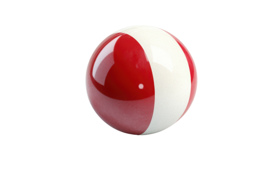 Red and white snooker ball isolated on transparent background. Pool or snooker ball isolated on white background.