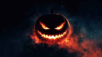 Halloween pumpkin carving event dark atmosphere digital art spooky environment close-up view eerie concept for seo impact