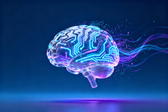 Artistic depiction of a brain with circuit patterns