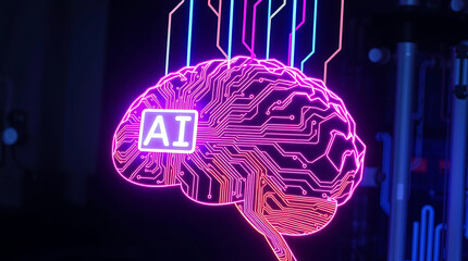 ai brain rendered as an intricate circuit