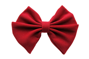 Red glitter bow isolated on transparent background. Red bow isolated on white background.