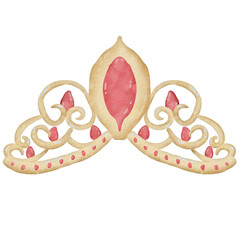 Watercolor Tiara With Pink Jewels