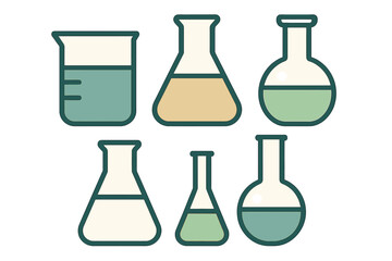 Set of chemistry laboratory glassware containers for scientific experiments